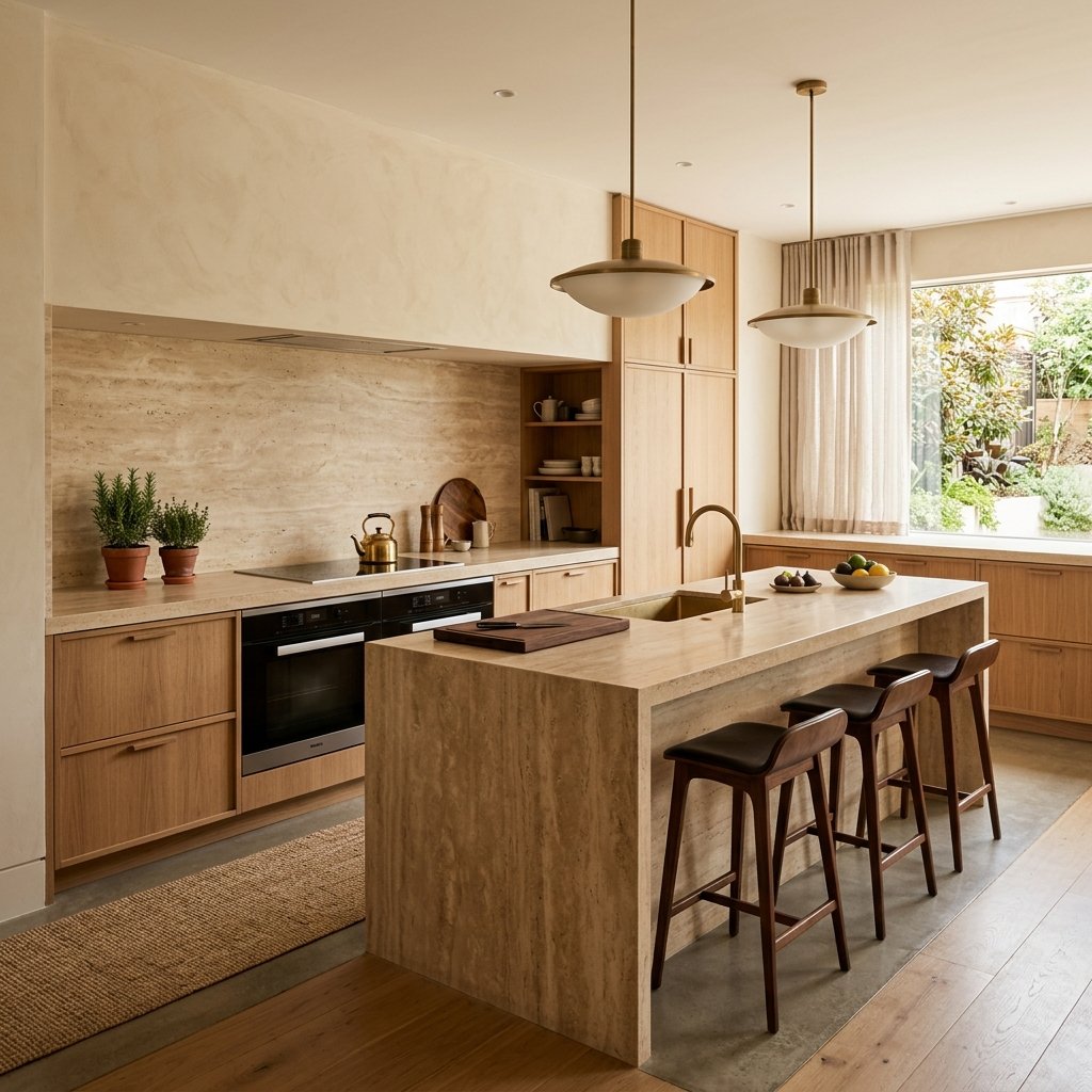 Warm Travertine Kitchen